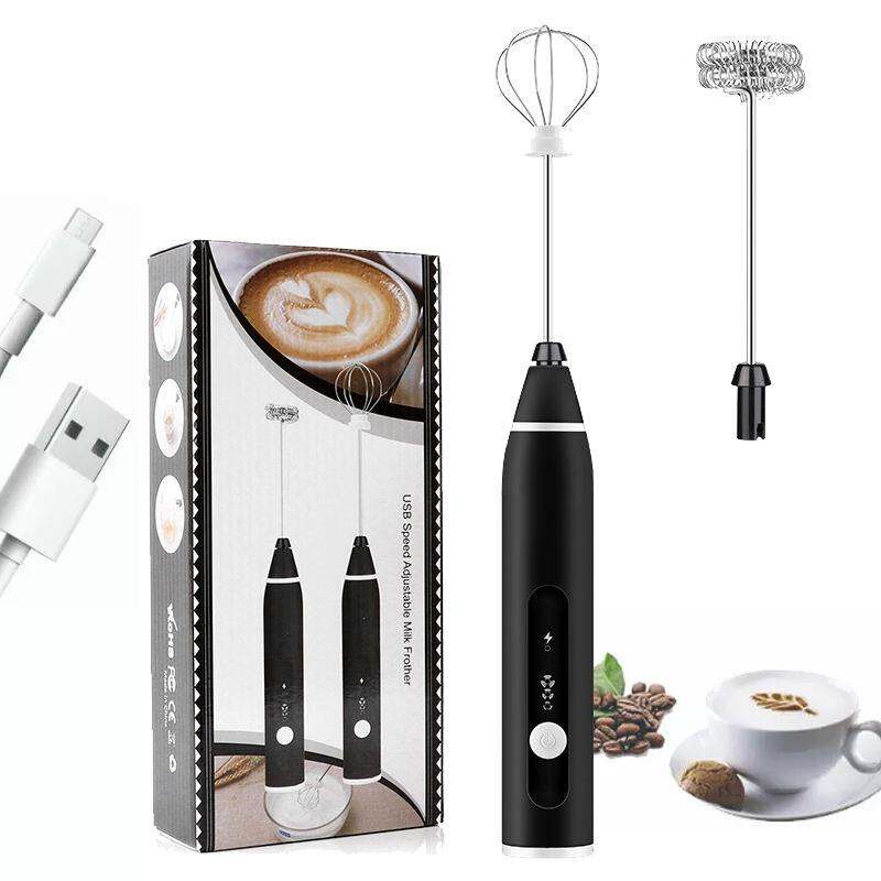2 in 1 Electric Milk Foamer Rechargeable Handheld Cake Baking Blender Coffee Mixer Egg Beaters Milk Frother